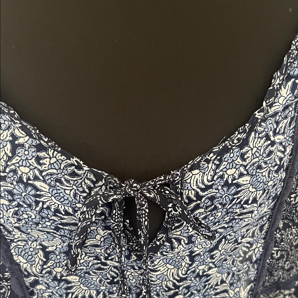 Knox Rose Navy Blue and White Paisley Peasant Boho Tunic Sz M - Picture 6 of 12